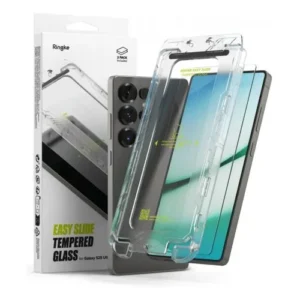 Ringke Galaxy S25 Ultra kijelzővédő, 9H edzett üveg, telepítőkerettel, Átlátszó
