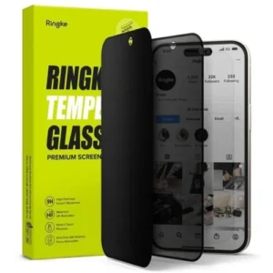 Ringke iPhone15/16 üvegfólia, Easy Slide Privacy, Átlatszó (2 db)