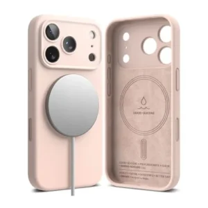 Ringke iPhone 17 Pro tok, szilikon, mágneses, Rózsaszín homok