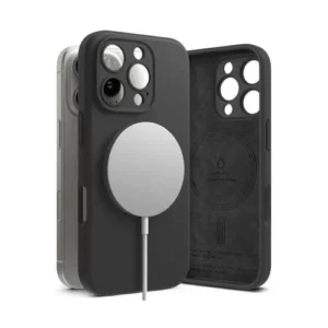 Ringke iPhone 16 Pro tok, szilikon, MagSafe-kompatibilis, Fekete