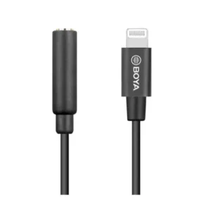 BOYA BY-K3 adapterkábel, 3,5 mm TRRS–Lightning, 6 cm, Fekete