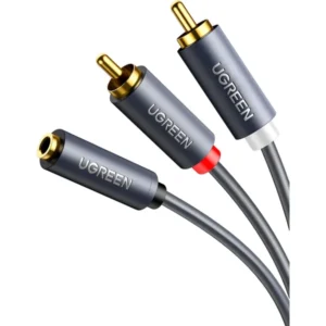 UGREEN AV102 audiókábel, 3,5mm–2x RCA, 1m, Szurke