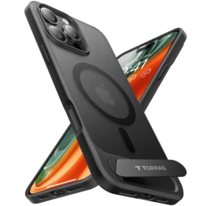 Torras Pstand tok iPhone 16 Pro Max, MagSafe, Állvánnyal, Fekete